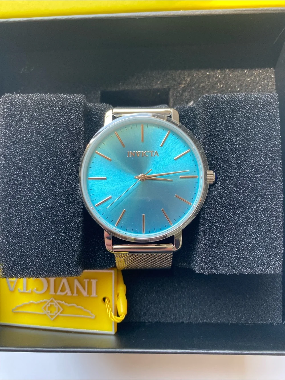 NEW Invicta Unisex Angel Starlight 38mm Light Blue Dial Silver Mesh Watch